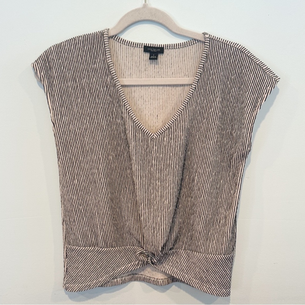 Ann Taylor Factory Striped V-Neck Women's Top Blouse | Size S